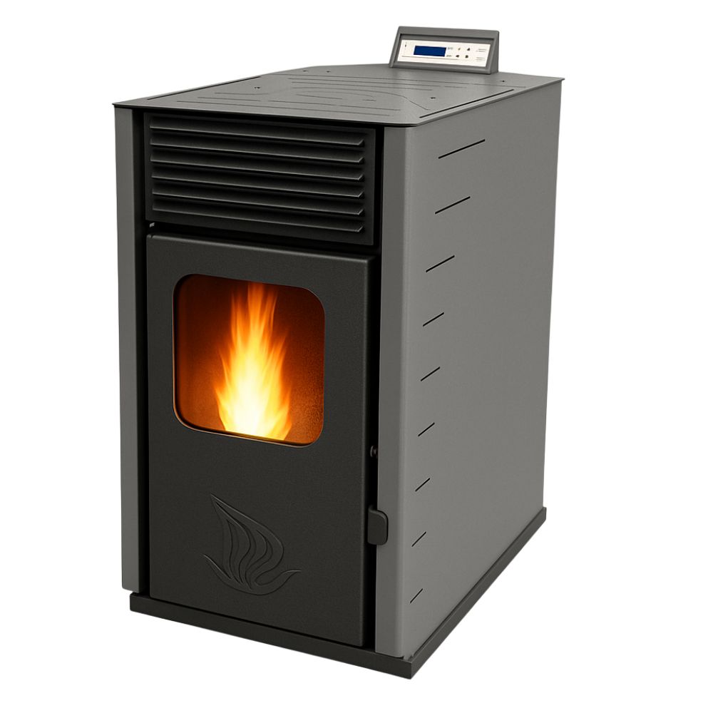 Salamandra a pellets Mytherm Angela TA 30 cinzento, 30kW | Salamandras a pellets |  |