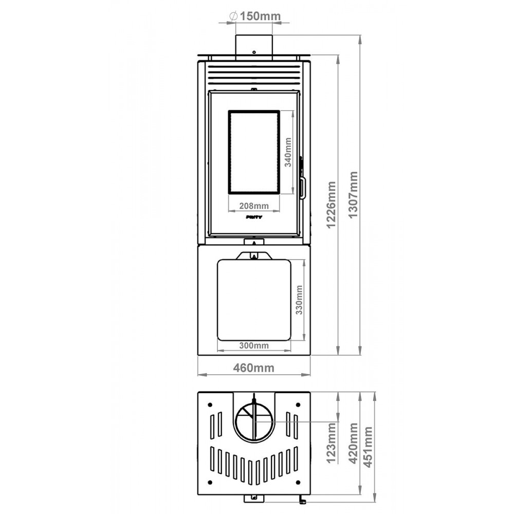 Salamandra a lenha Prity PMV3 Е, 10.8W | Salamandras a lenha Prity | Prity |