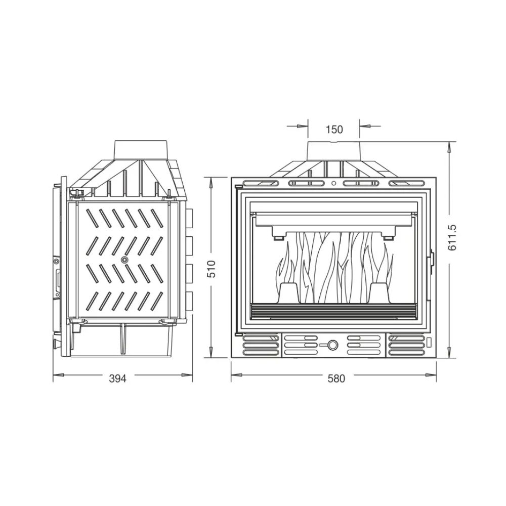 Lareira a lenha UNIFLAM 600 ECO com registo, 8kW | Lareiras ferro fundido | Lareiras |