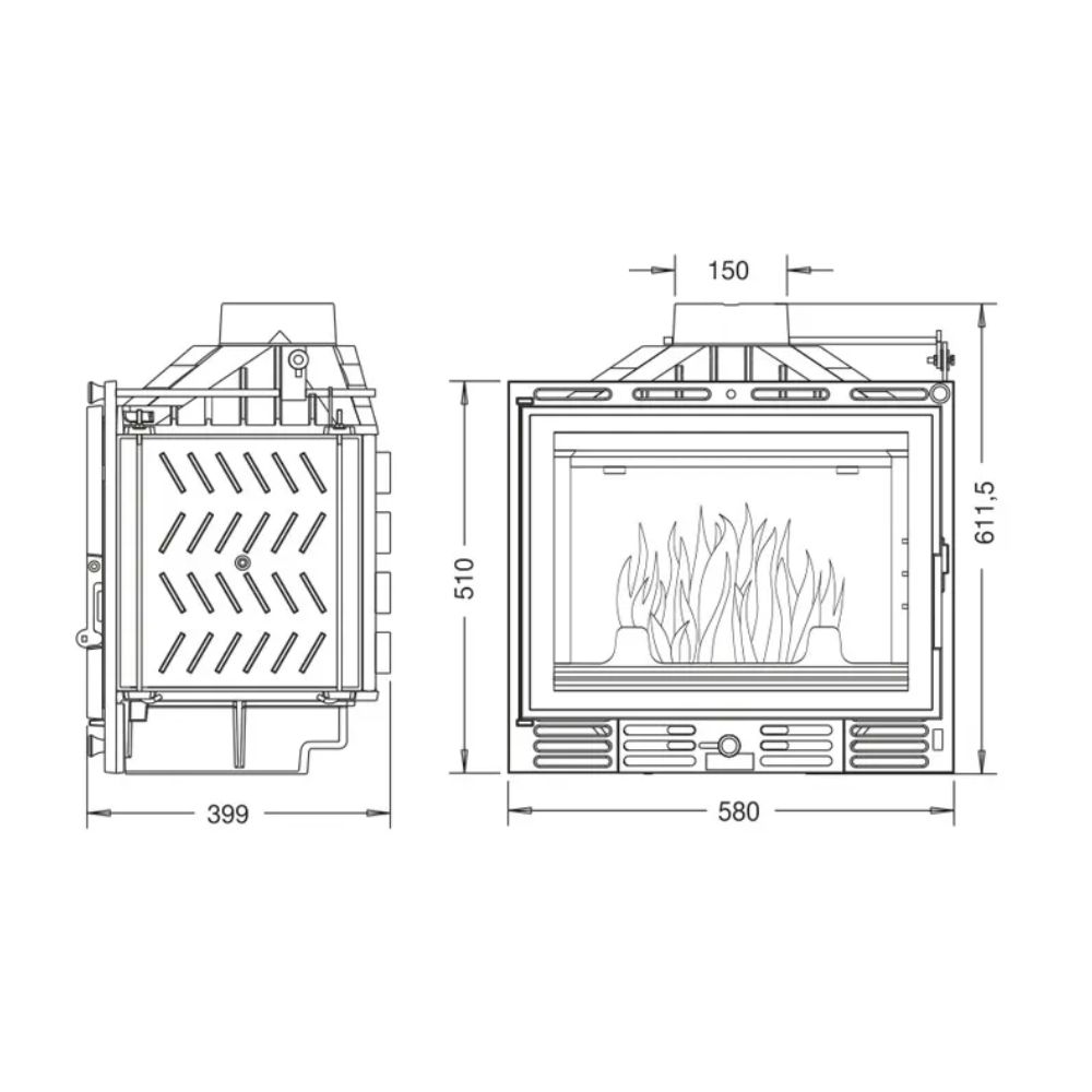 Lareira a lenha UNIFLAM 600 PLUS ECO com registo, 8kW | Lareiras modernas | Lareiras |