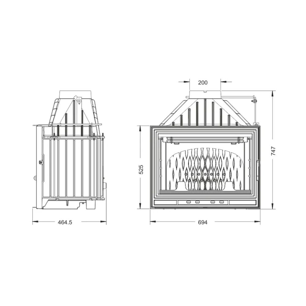 Lareira a lenha UNIFLAM 700 OPTIMA ECO com registo e fornecimento de ar, 12kW | Lareiras ferro fundido | Lareiras |