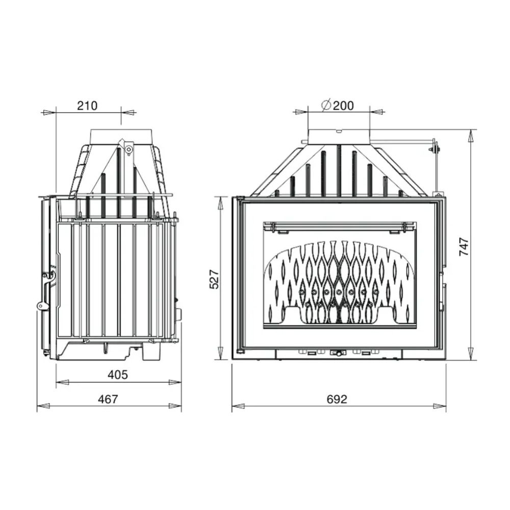 Lareira a lenha UNIFLAM 700 PLUS ECO com registo, 12kW | Lareiras ferro fundido | Lareiras |