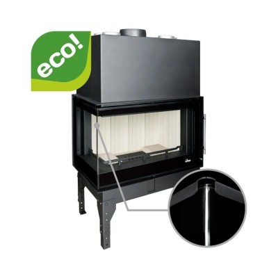 Lareira a lenha UNIFLAM 760 EVO PBS com condutas de ar e alimentação de ar, vidro curvo, lado esquerdo, 10 kW - Lareiras