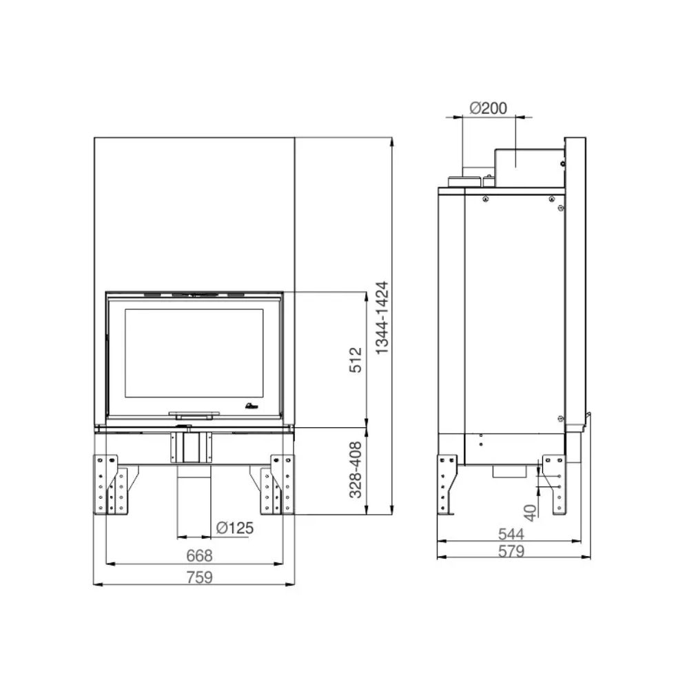 Lareira a lenha UNIFLAM 760 EVO com porta elevatória e alimentação de ar, 11 kW | Lareiras modernas | Lareiras |
