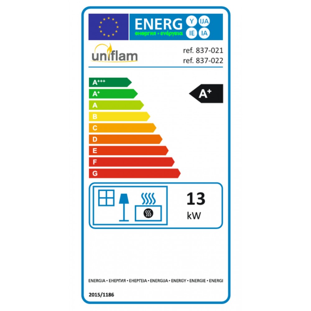 Lareira a lenha UNIFLAM 860 DURO com condutas de ar e alimentação de ar, 13 kW | Lareiras modernas | Lareiras |