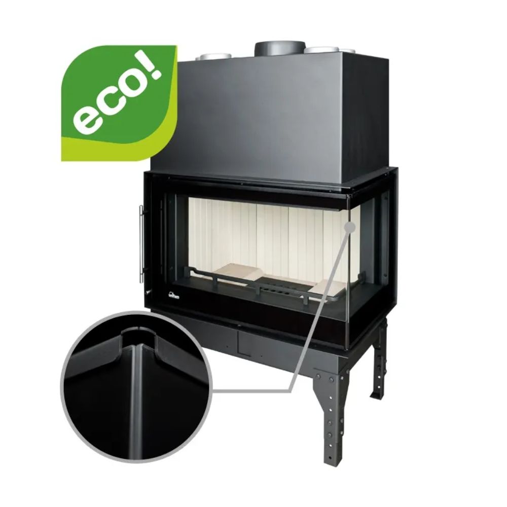 Lareira a lenha UNIFLAM 860 EVO PBS com condutas de ar e alimentação de ar, lado direito, 15 kW | Lareiras modernas | Lareiras |