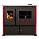 Salamandras a lenha com forno Prometey Perfect Practik Lux com placa de cerâmica, saída de fumos à direita, cor bordô, 9,5 kW |  |  |
