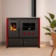 Salamandras a lenha com forno Prometey Perfect Practik Lux com placa de cerâmica, saída de fumos à direita, cor bordô, 9,5 kW |  |  |