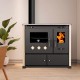 Salamandras a lenha com forno Prometey Perfect Practik Lux com placa de cerâmica, saída de fumos à esquerda, cor marfim, 9,5 kW |  |  |