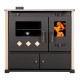Salamandras a lenha com forno Prometey Perfect Practik Lux com placa de cerâmica, saída de fumos à esquerda, cor marfim, 9,5 kW |  |  |