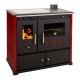 Salamandras a lenha com forno Prometey Perfect Practik Lux com placa de cerâmica, saída de fumos à direita, cor bordô, 9,5 kW |  |  |