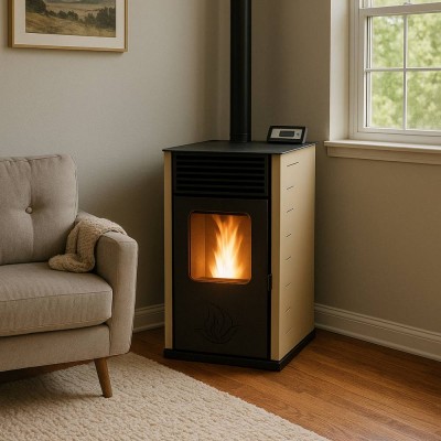Salamandra a pellets Mytherm Angela TA 40 bege, 40kW - Produtos em promoção