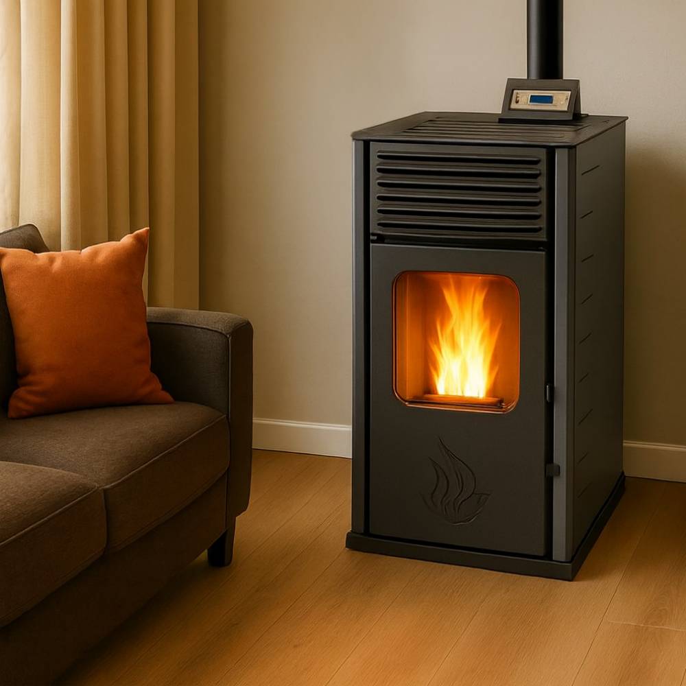 Salamandra a pellets Mytherm Angela TA 25 cinzento, 25kW | Salamandras a pellets |  |