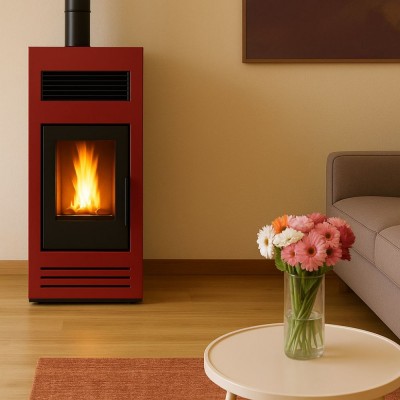 Salamandra a pellets Mytherm Angela TA 12 PRO vermelho, 12kW - Produtos em promoção