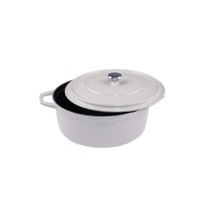 Panela funda de ferro fundido Hosse, Ivory, Ф12 - Panela de ferro fundido