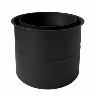 Roseta de chaminé dupla MK NERO, aço, preto, 115mm, Ø130, Espessura 2mm - Chaminés curvas