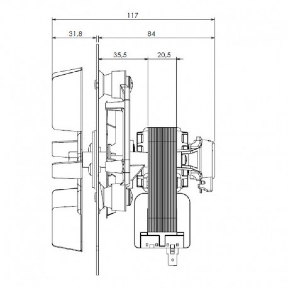 Exaustor de fumaça TRIAL CAF15Y-120S para salamandras a pellets Caminetti Montegrappa | Ventiladores e sopradores para salamandrs a pellets | Peças de salamandra a pellets |