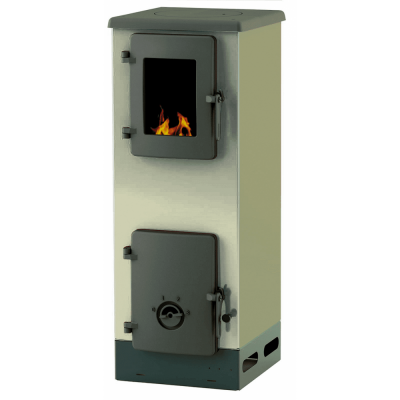 Wood burning stove Alfa Plam Vulkan S Ivory 4kW, Log - Salamandras a lenha