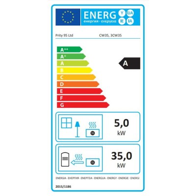 Lareira para aquecimento central Prity 3C W35, ferro fundido, 40kw - Lareiras