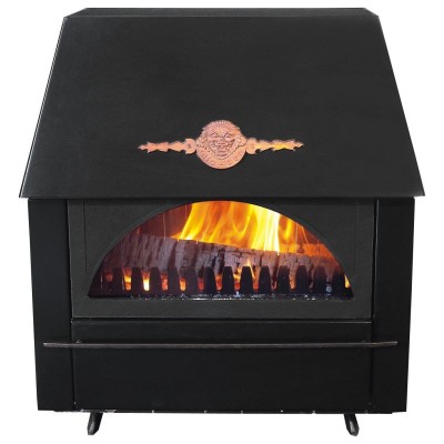 Salamandra a lenha Alfa Plam Rustikal com porta em ferro fundido, 11kW - Salamandras a lenha