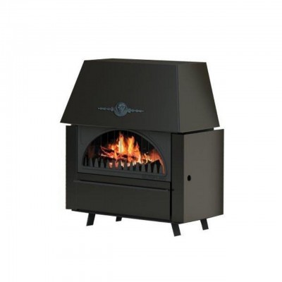 Salamandra a lenha Alfa Plam Rustikal com porta em ferro fundido, 11kW - Salamandras a lenha