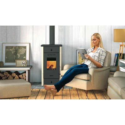 Wood burning stove Alfa Plam Elita 3 Ivory 7kW, Log - Salamandras a lenha