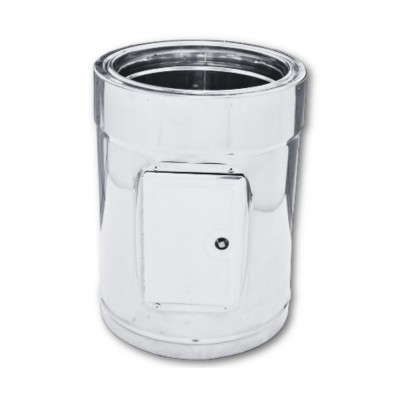 Elemento de inspeção de parede dupla, aço inoxidável AISI 304, reto, isolado, Ф130-180 - Ф350-500 - Chaminé de parede dupla
