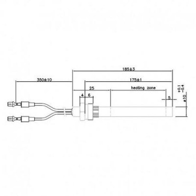 Resistência para salamandra a pellets BURNiT, Piazzetta, Karmek, MCZ, Ungaro, Superior, Cadel e outros, comprimento total 185 mm, 350W - Resistências para salamandrs a pellets
