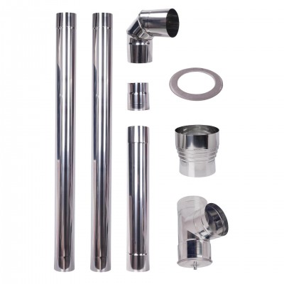 Kit chaminé para salamandra a pellets, aço inox AISI 304, 100-130mm - Chaminés