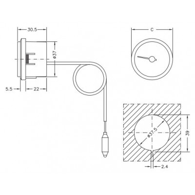 Capillary thermometer Cewal, Plastic case DN50 - Produtos para comparar