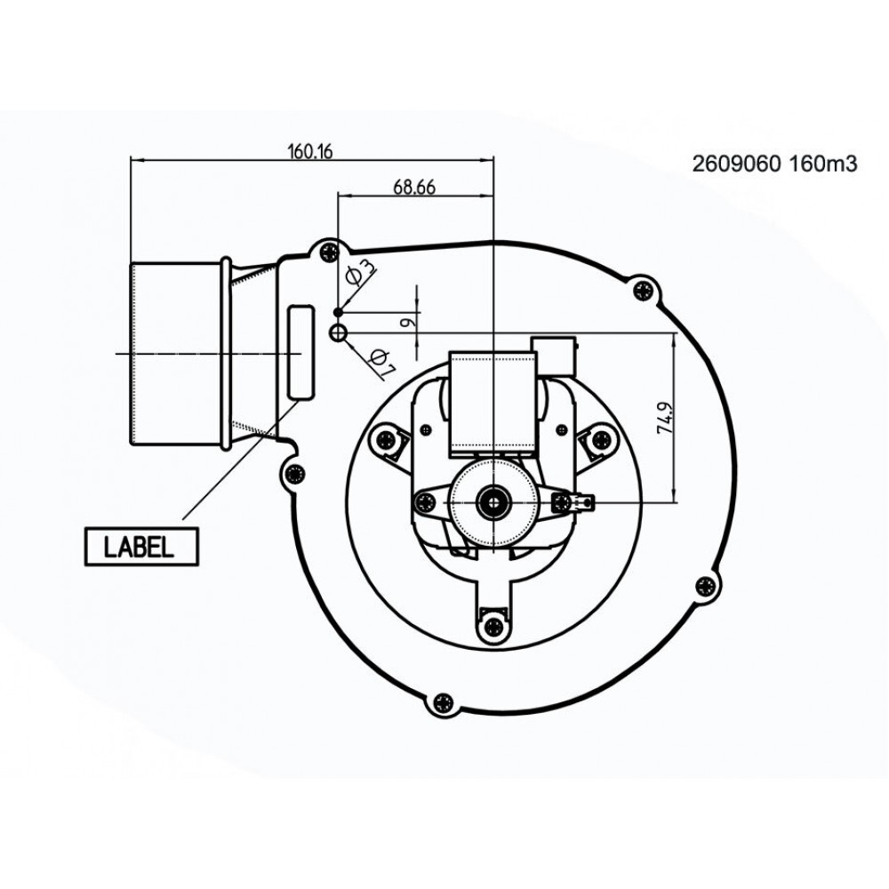Exaustor de fumaça 162m³/h 57W 310Pa | Ventiladores e sopradores para salamandrs a pellets | Peças de salamandra a pellets |