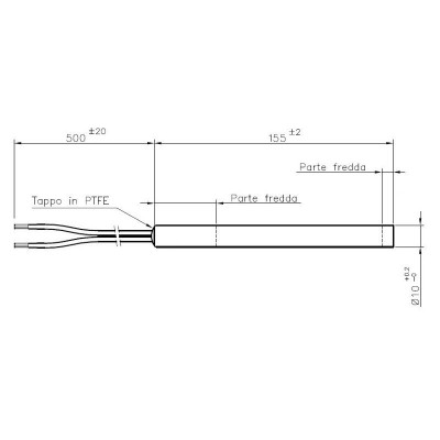 Resistência para salamandra a pellets La Nordica, Dal Zotto, Edilkamin, TMC e outros, comprimento total 155mm, 300W - Resistências para salamandrs a pellets
