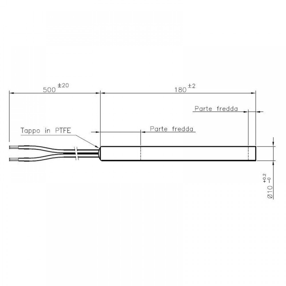 Resistência para salamandra a pellets Caminetti Montegrappa e outros, comprimento total 180mm, 320W | Resistências para salamandrs a pellets | Peças de salamandra a pellets |