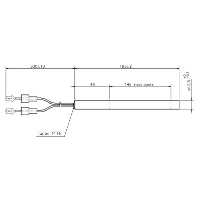 Resistência para salamandras a pellets La Nordica e outras, comprimento total 185mm, 400W - x2 - Peças de salamandra a pellets