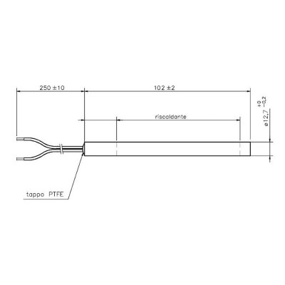Resistência para salamandras a pellets Arce, Cadel, Eurofiamma, Eurosteack e outras, comprimento total 101mm, 300W - Peças de salamandra a pellets