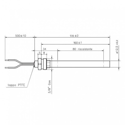 Resistência para salamandra a pellets BURNiT, Palazzetti, Royal, Pasqualicchio e outros, comprimento total 170mm, 350W - Resistências para salamandrs a pellets