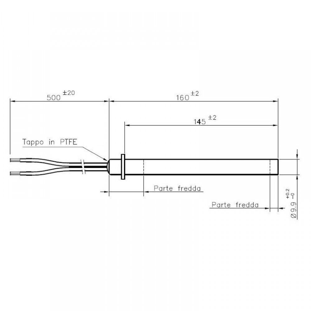 Resistência para salamandra a pellets, comprimento total 160mm, 250W | Resistências para salamandrs a pellets | Peças de salamandra a pellets |