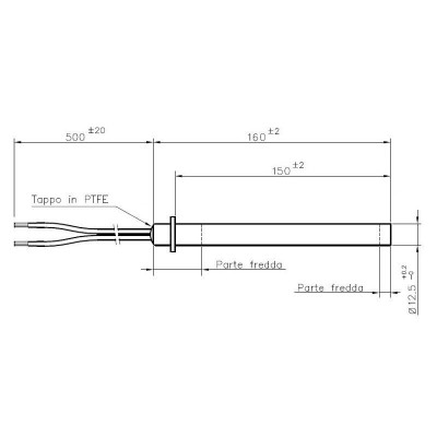 Resistência para salamandra a pellets Alfa Plam, Palazzetti, Biasi, Olimpia Splendid, Olsberg Libera, Royal, Thermorossi e outros, comprimento total 160mm, 350W - Resistências para salamandrs a pellets