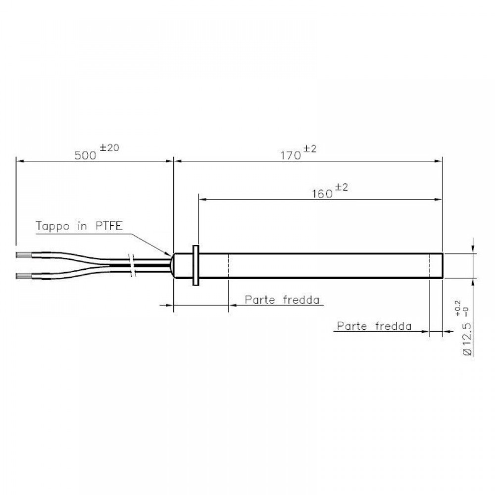 Resistência para salamandras a pellets Palazzetti, Cadel, Thermorossi, Olimpia Splendid, comprimento total 170mm, 350W - x2 | Resistências para salamandrs a pellets | Peças de salamandra a pellets |