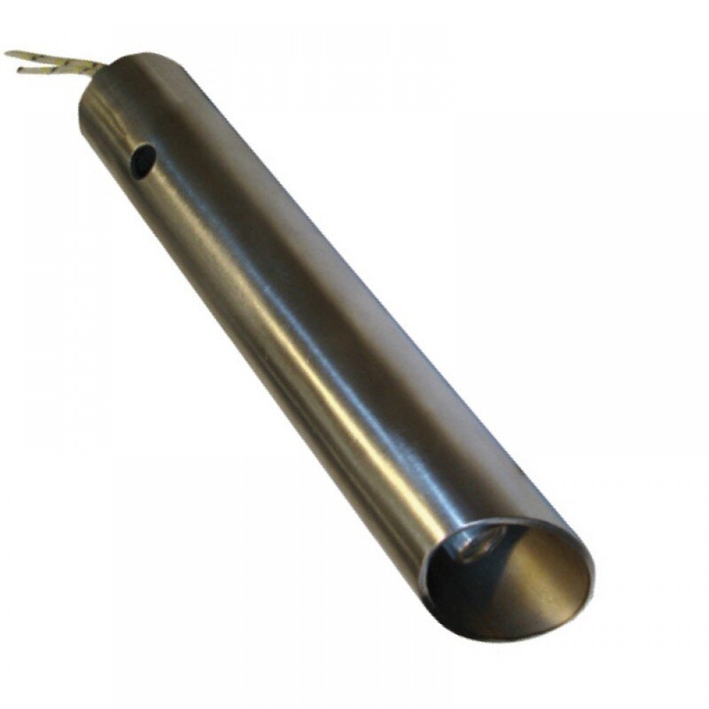 Resistência com tubo de canalização de ar para queimador de pellets Ferroli, Anselmo Cola e outros, comprimento total 120mm, 350W | Resistências para queimadores de pellets | Peças de queimador de pellets |