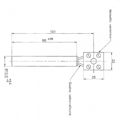 Resistência para salamandra a pellets Eurofiamma, Arce e outros, comprimento 80mm, 250W - Resistências para salamandrs a pellets