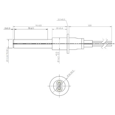 Resistência de cerâmica para salamandras a pellets ETA, Grant Spira, ComfortBilt e outros, comprimento total 107mm, 260W - Resistências para salamandrs a pellets