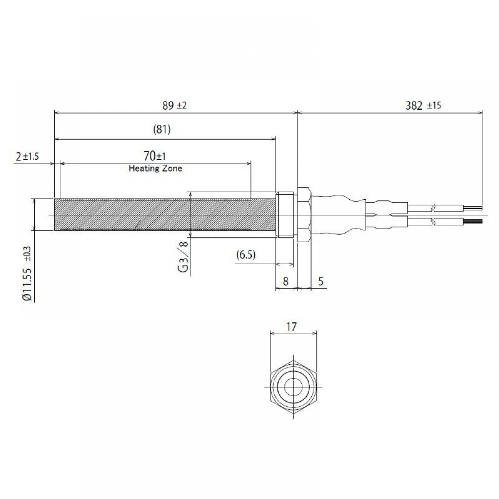 Resistência cerâmica para salamandras a pellets La Nordica, Ecoteck, Karmek One, Ravelli e outras, comprimento total 94mm, 300W | Ignitores / Resistores | Peças de salamandra a pellets |
