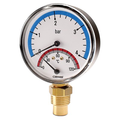 Axial thermomanometer Cewal, Bottom connection - Produtos para comparar