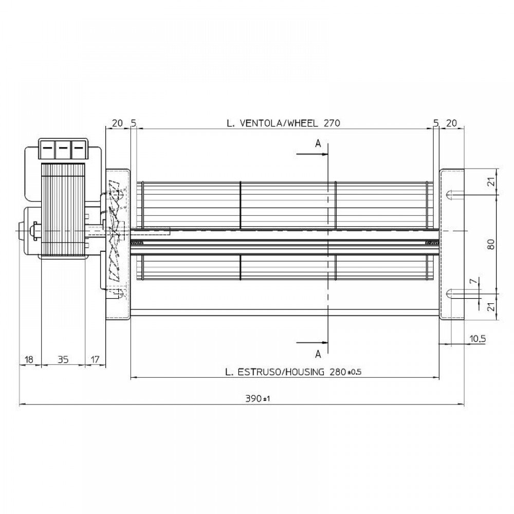 Ventilador tangencial Fergas para salamandras Cadel e outras com Ø80 mm, Caudal 305 m³/h | Ventiladores e sopradores | Peças de salamandra a pellets |