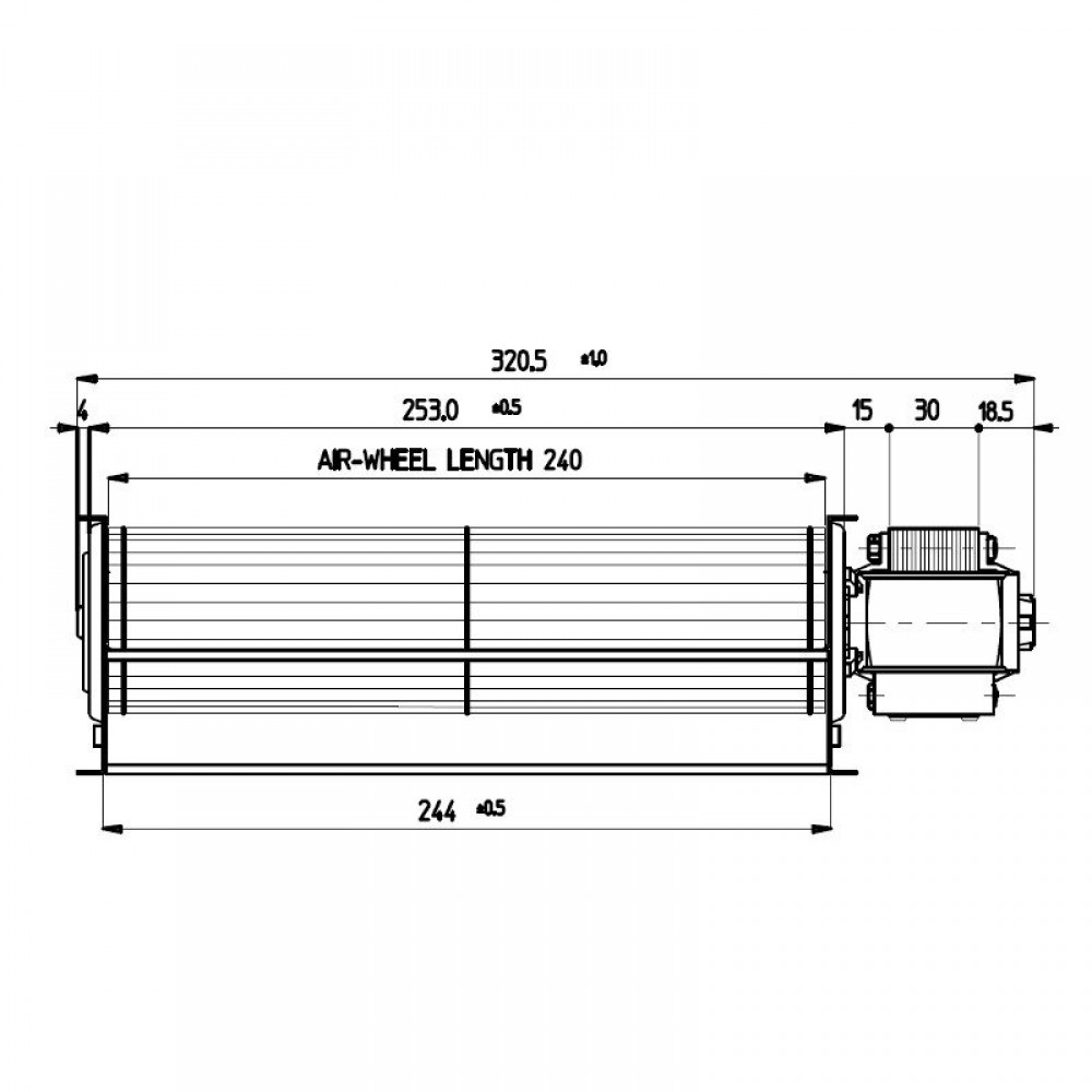 Ventilador tangencial Fergas para pellet Ecoteck, Karmek One, Ravelli e outros com Ø60 mm, Vazão 220 m³/h | Ventiladores e sopradores | Peças de salamandra a pellets |