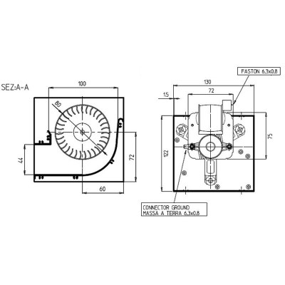 Ventilador tangencial para salamandras a pellets Prisma, com Ø80 mm, Vazão 250 m³/h - Fergas