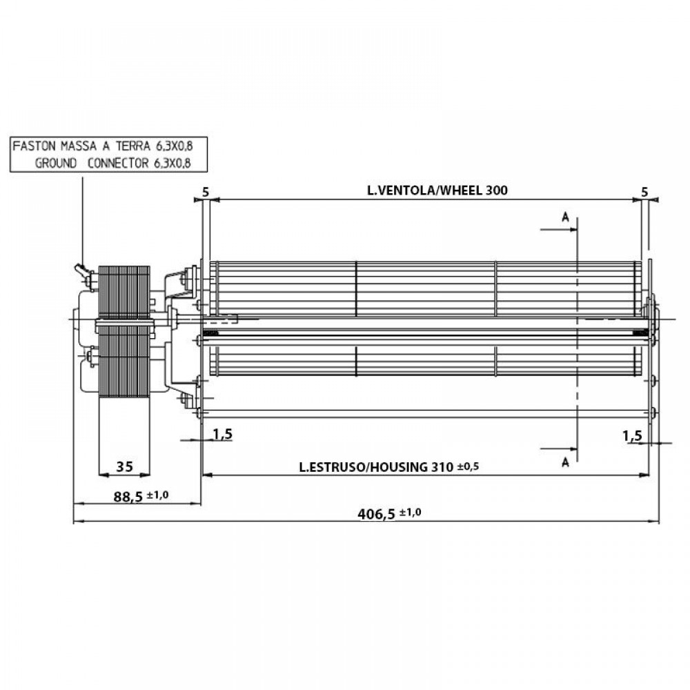 Ventilador tangencial com Ø80 mm, Vazão 175/195 m³/h | Ventiladores e sopradores | Peças de salamandra a pellets |