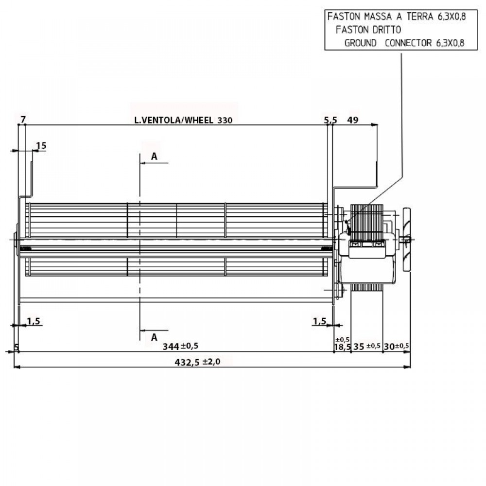 Ventilador tangencial para salamandras Edilkamin e outras com Ø80 mm, Caudal 485 m³/h | Ventiladores e sopradores | Peças de salamandra a pellets |