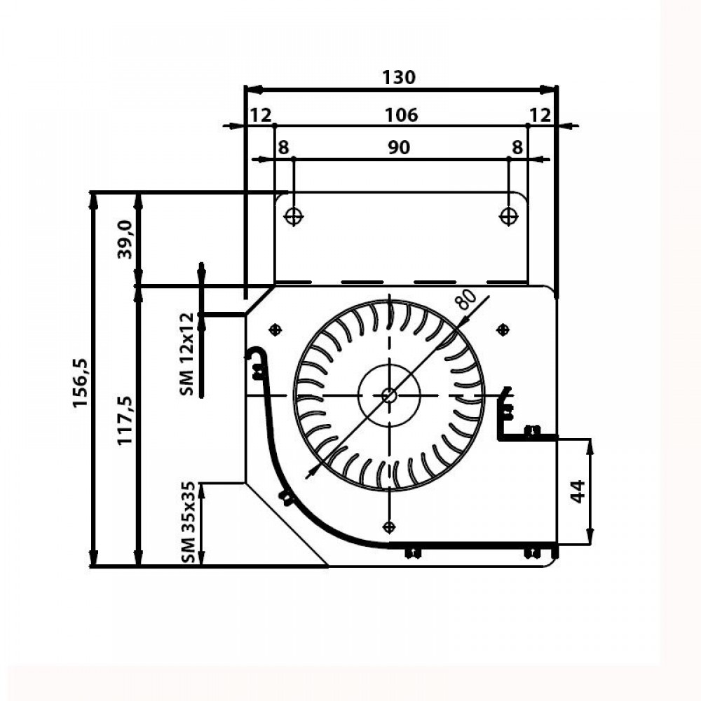 Ventilador tangencial Fergas para salamandras a pellets Edilkamin e outras com Ø80 mm, Caudal 410 m³/h | Ventiladores e sopradores | Peças de salamandra a pellets |